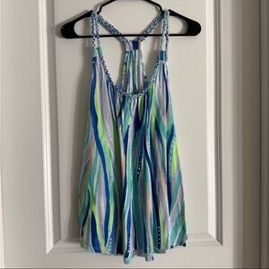 Lilly Pulitzer Blue Green and White Aleida Tank Top Size Medium